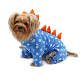 Polka Dots DINO Fleece Hooded Bodysuit/Pajamas - L