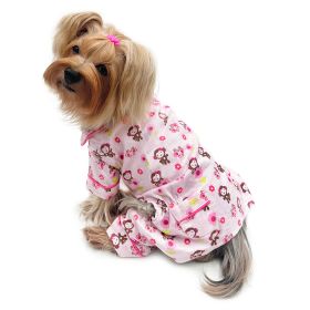 Girly Monkey Flannel Pajamas with 2 Pockets - L