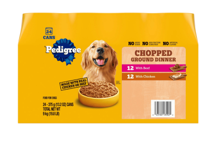 Pedigree Chopped Ground Dinner Chicken & Beef Variety Pack Wet Dog Food, 13.2 Oz. Cans 24 Pack