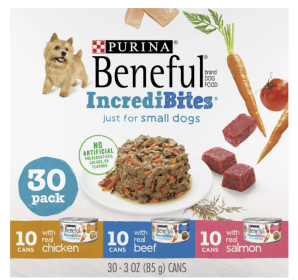 Purina Beneful IncreditBites Small Wet Dog Food Soft Chicken, Beef & Salmon, 3 oz Cans (30 Pack)