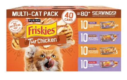 Visit the Friskies Store Purina Friskies Turchicken Gravy, Soft Variety Pack, Wet Cat Food, 5.5 oz Cans, 40 Pack