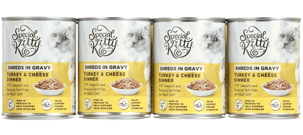 Special Kitty Turkey & Cheese Dinner Shreds in Gravy Wet Cat Food, 13 oz Cans (12 Pack)
