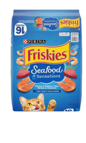 Purina Friskies Seafood Sensations, Indoor Dry Cat Food, Salmon,Tuna, & Shrimp, 16 lb Bag
