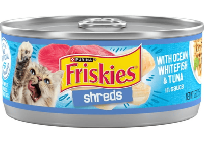 Purina Friskies Shreds With Ocean Whitefish and Tuna in Sauce, Wet Cat Food, 5.5 oz Can