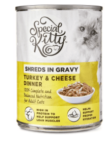 Special Kitty Turkey & Cheese Dinner Shreds in Gravy Wet Cat Food, 13 oz Can