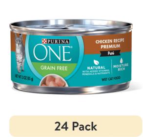 (24 pack) Purina ONE Pate, Natural Grain Free, Soft Chicken, Wet Cat Food 3 oz Can