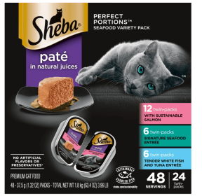 Sheba Perfect Portions Wet Cat Food Paté Variety Pack, 2.6 oz., 24 Twin-Pack Tray