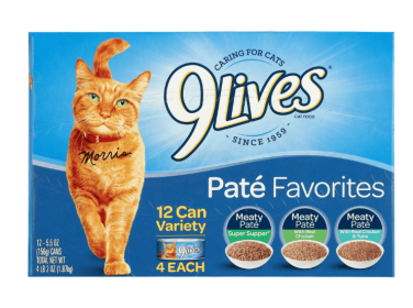 9Lives Paté Favorites Variety Pack Wet Cat Food, 5.5-Ounce Cans, 12-Count