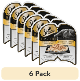 (6 pack) Sheba Perfect Portions Bistro Adult Wet Cat Food, Chicken in Alfredo Sauce Entree, 2.6 oz Twin-Pack Tray
