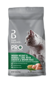 Pure Balance Pro+ Indoor Weight & Hairball Care Dry Cat Food, Chicken & Brown Rice, 7 lbs