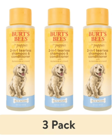 (3 pack) Burt's Bees Natural Pet Care Tearless 2 -1 Dog Puppy Shampoo Conditioner Buttermilk and Linseed Oil