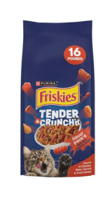 Purina Friskies Tender and Crunch'd With Flavors of Chicken, Beef, Carrots and Green Beans Dry Cat Food, 16 lb Bag