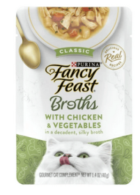 Purina Fancy Feast Lickable Wet Cat Food Broth Topper, Classic With Chicken and Vegetables