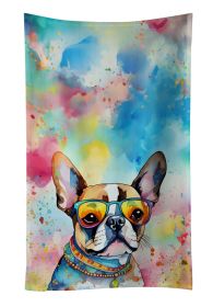 Boston Terrier Hippie Dawg Kitchen Towel Dish Cloths Guest Hand Towel Decorative Bathroom Towel for Face,Tea, Dishcloth, Kitchen and Bath
