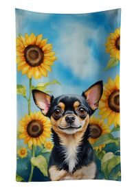 Chihuahua in Sunflowers Kitchen Towel Dish Cloths Guest Hand Towel Decorative Bathroom Towel for Face,Tea, Dishcloth, Kitchen and Bath