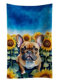 French Bulldog in Sunflowers Kitchen Towel Dish Cloths Guest Hand Towel Decorative Bathroom Towel for Face,Tea, Dishcloth, Kitchen and Bath