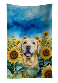 Labrador Retriever in Sunflowers Kitchen Towel Dish Cloths Guest Hand Towel Decorative Bathroom Towel for Face,Tea, Dishcloth, Kitchen and Bath