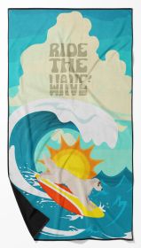 Surfer Dog Cream Golden Retriever Premium Beach Towel Oversized Towel Beach Blanket, Pool, Beach Essentials, Yoga, Premium Bath Towel, Quick Dry Plush