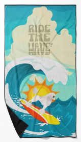 Surfer Dog Standard White Poodle Premium Beach Towel Oversized Towel Beach Blanket, Pool, Beach Essentials, Yoga, Premium Bath Towel, Quick Dry Plush