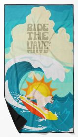 Surfer Dog White Boxer Premium Beach Towel Oversized Towel Beach Blanket, Pool, Beach Essentials, Yoga, Premium Bath Towel, Quick Dry Plush