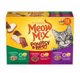 Meow Mix Tenders in Sauce Wet Cat Food Variety Pack With Poultry & Beef Favorites, 12 Cups, 2.75 Oz. Each