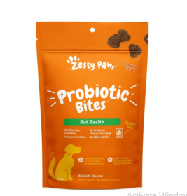 Zesty Paws Probiotic Bites for Dogs, to Support Gut Health, Pumpkin 60ct