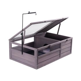 VEVOR Tortoise Habitat Wooden Tortoise House Indoor & Outdoor 2-Room 38x24x13in
