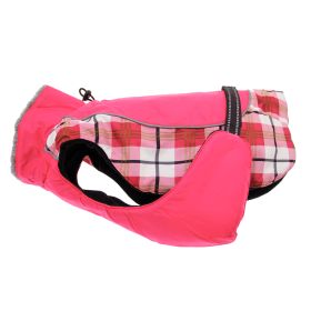 Alpine All-Weather Dog Coat (Color: Raspberry Plaid, size: 2X-Large)