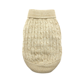 Combed Cotton Cable Knit Dog Sweater (Color: Oatmeal, size: X-Large)